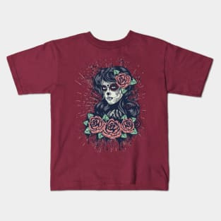 Vintage Day of Dead Girl Kids T-Shirt